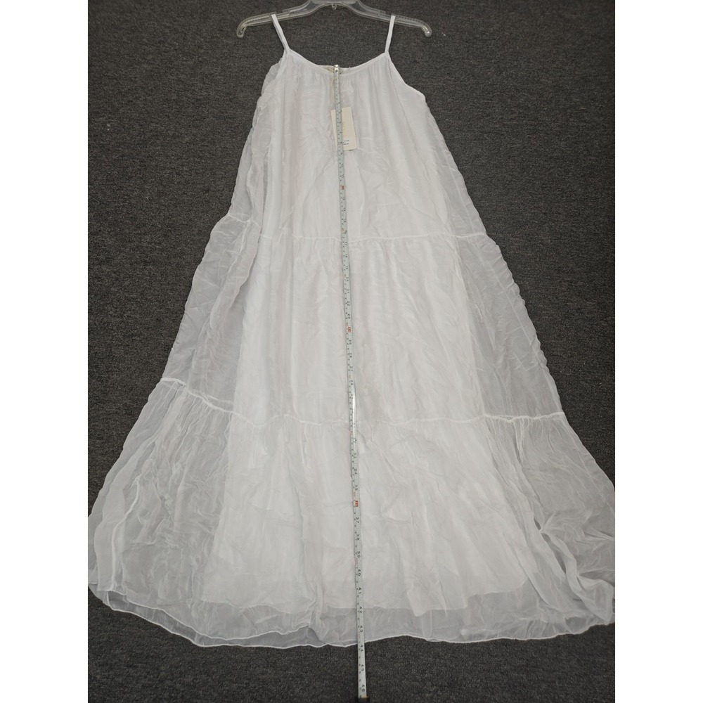 Bellambra ITALY Dress  long Sz S WHITE women silk swing tiered sundress